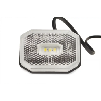 Lampa obrysowa biała LED z odblaskiem i przewodem 2x0,75 mm²